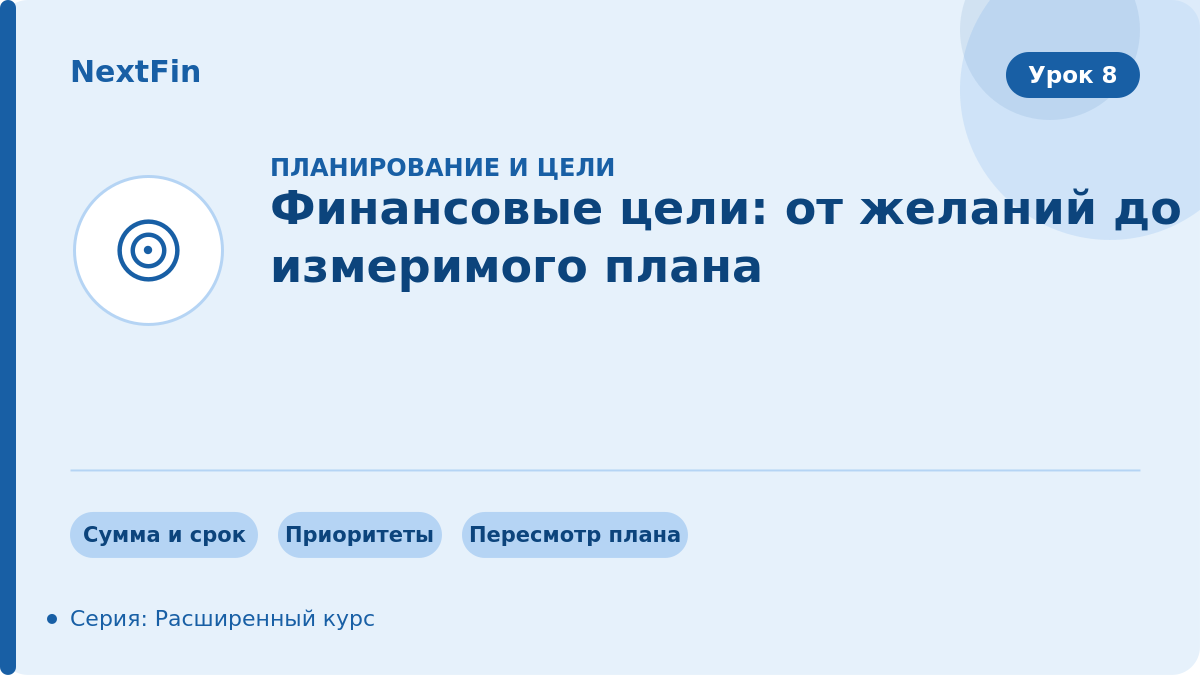 Финансовые цели: от желаний до измеримого плана